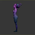 3D Humanoid Creature Character With Purple And Blue Gradient Skin Elf Ears And Tentacle Horns