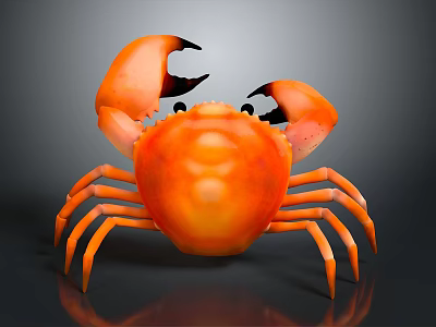 Vibrant Orange Crab with Prominent Large Claws Isolated on Dark Background 3d model