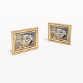 Two Golden Framed Tiger Artworks With Detailed Design On White Background