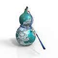 Green Gourd Shaped Carved Sculpture With Cloud Patterns And Blue Rope Tassel