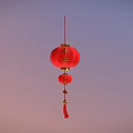 Traditional Red Decorative Lantern With Peace Characters And Tassel Design