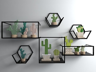 Modern Wall Shelf Metal Shelf Cactus Furnishings 3d model