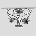 Elegant Console Table With Marble Top And Gold Floral Metal Base Design