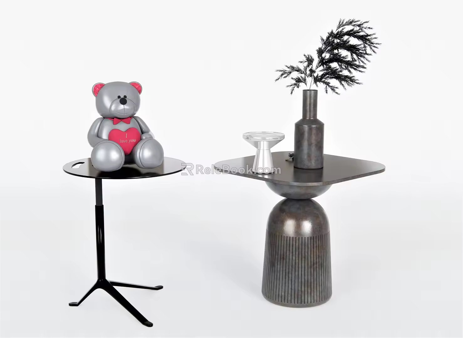 Modern Round Table Side Table Corner Table Coffee Table Low Table Round Side Table Plant Vase Ornaments 3d model