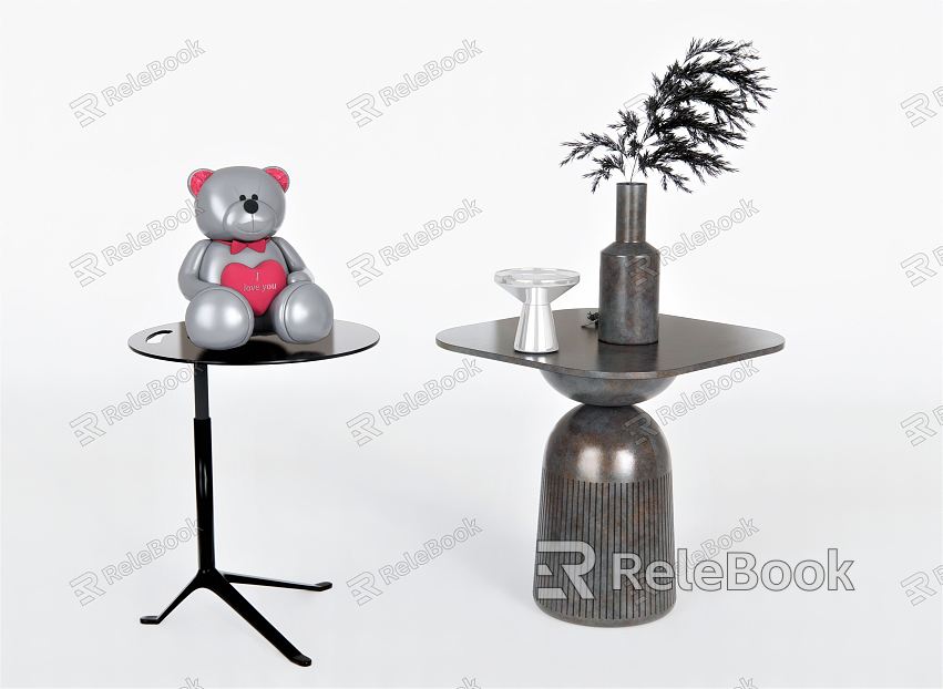 Modern Round Table Side Table Corner Table Coffee Table Low Table Round Side Table Plant Vase Ornaments model