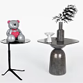 Modern Round Table Side Table Corner Table Coffee Table Low Table Round Side Table Plant Vase Ornaments 3d model