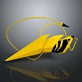 Yellow Weapon With Black Stripes Sharp Blade And Coiled Cord Design 3d model