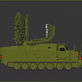 Green Mobile Radar Equipment With Large Antenna Mounted On Military Vehicle