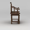 Traditional Chinese Wooden Chair With Ornate Carved Backrest And Armrest Design