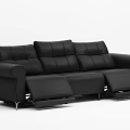 Modern Black Leather Sectional Sofa With Metal Legs For Living Room