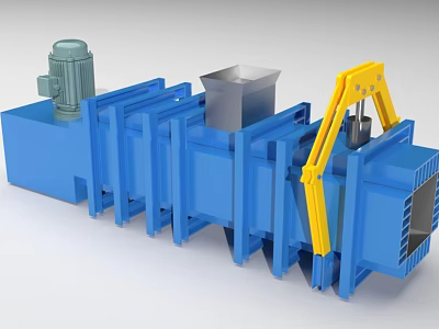 Industrial Heavy Duty Equipment with Blue Body Yellow Mechanical Arm Metal Hopper and Motor 3d model