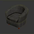 Gray Fabric Armchair With Red Casters And Comfortable Upholstered Seat