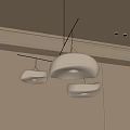 Modern Rounded Textured Chandeliers Hanging from Ceiling in Light Interior Space 3d model