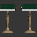 Vintage Table Lamps With Green Shades And Golden Bases Classic Design
