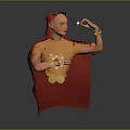 Game Movie Character Wearing Red Cape With Golden Headpiece And Ornaments