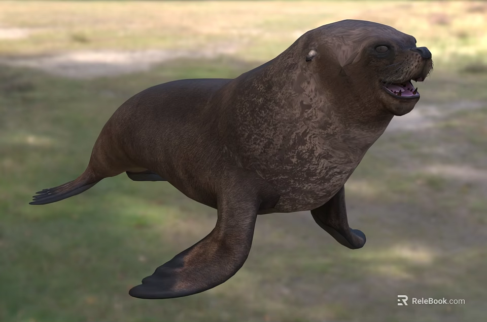 Reptile With Brown Skin In Natural Habitat Displaying Open Mouth And Wildlife Traits 3d model 