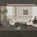 Warm Modern Living Room Interior With Beige Sofa Wooden Coffee Table And Herringbone Flooring