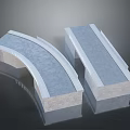 Modern Arched and Straight Bridge Models with Concrete Base and Gray Surface 3d model