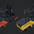Dekon Orange And Black Industrial Forklift With Cab And Lifting Forks