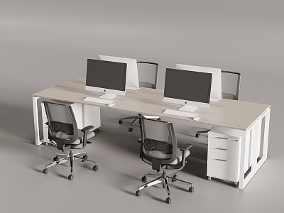 Office Seat Work Station Table and Chair Computer Desk 3d model