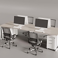 Office Seat Work Station Table and Chair Computer Desk 3d model