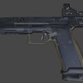 Modern Tactical Pistol With Black Body Sleek Structure Brown Textured Grip And Ergonomic Design