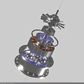 Detailed Mechanical Component Structure With Gears Coils And Blue Lighting