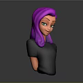 Game and Movie Character With Purple Long Hair Orange Skin Black T-shirt 3D Bust Model