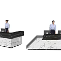 Elegant Modern Reception Desk Design With Marble Surface And LED Lighting Features 3d model