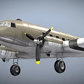 Vintage Gray Fighter Jet With Twin Propellers And Black White Striped Wings