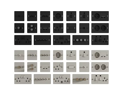 Modern Black And White Switch Panels With Various Designs For Home Interior Use 3d model