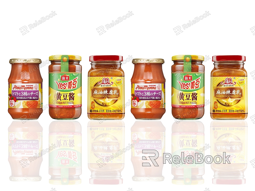 Canned soybean paste seasoning food food bottle jar glass jar canned fruit canned yellow peach model