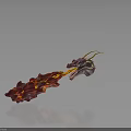 Fiery Mythical Dragon With Red Flames Horned Head And Breathing Fire