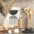 Kitchenware Display On Wooden Shelves In Cozy Kitchen