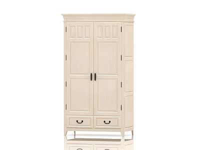 White Modern Wardrobe With Double Doors And Drawers Wooden Design For Bedroom 3d model