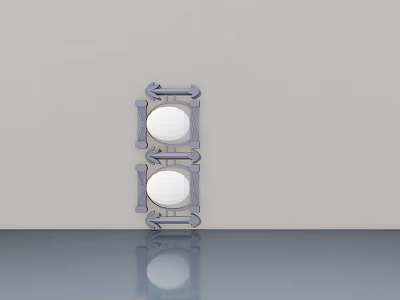 Modern Double Hinged Door Design With Metal Frame And Circular Glass Panels 3d model