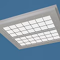 Modern Ceiling Design With Grid Panels Recessed Lights And White Frame 3d model
