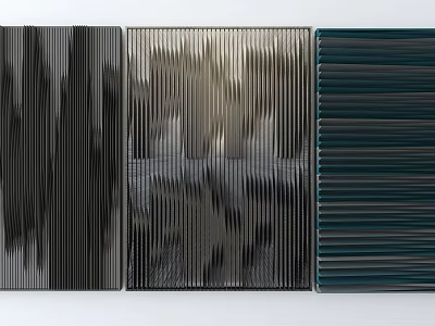 Modern Textured Wall Decor with Three Vertical Striped Panels in Different Colors 3d model