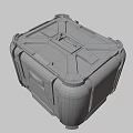 Industrial Equipment Metal Container With Yellow Warning Stripes And Recycling Symbol Structural Design