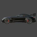 Black Luxury High Performance Sports Car With Aerodynamic Rear Wing And Red Brake Calipers