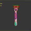 Modern Colorful Razor With Green Head Yellow Accents And Blue Handle Grip