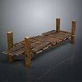 Rustic Wooden Platform With Natural Wood Planks And Support Posts Design
