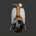 Vintage Orange And White Scooter With Brown Leather Seat And Classic Design