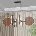 Modern Multiple Oval Glass Chandelier With Black Metal Frame In Wooden Grille Interior Decor