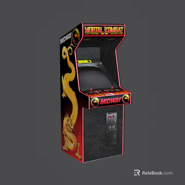 Mortal Kombat Arcade Machine Midway Red Black Dragon Design Entertainment Appliance 3d model 