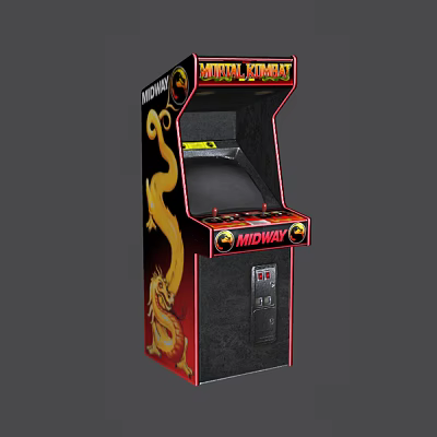Mortal Kombat Arcade Machine Midway Red Black Dragon Design Entertainment Appliance 3d model