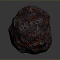 Dark Colored Natural Stone With Red Glowing Spots And Intricate Surface Texture