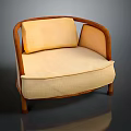 Elegant Single Sofa With Wooden Frame And Beige Cushion Design