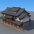 Traditional Chinese Two Story Architecture Featuring Wooden Structure Tile Roof And Overhanging Eaves