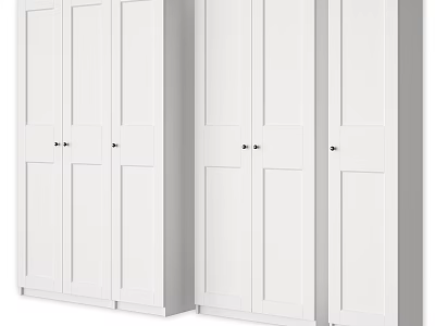 White Modern Dressers with Multiple Panel Doors and Sleek Design for Bedroom Storage 3d model